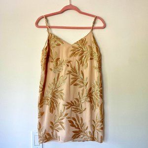 Show Me Your Mumu Vivienne Slip Dress With Metallic Gold Leaf